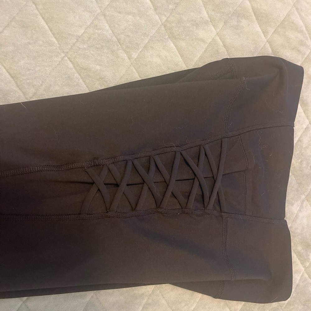 New All in Motion Charcoal corded brushed sculpt yoga pants Lace-Up Leggings XS